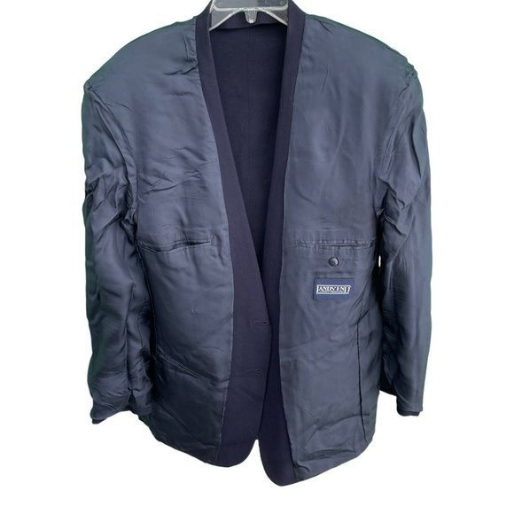 Lands End Navy Blue Wool 2 Gold Button Single Vent Sport Coat Blazer Mens 43 R - Picture 3 of 11